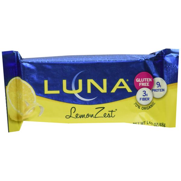 Luna Lemon Zest Whole Nutrition Bars for Women, 6 - 1.69 Oz Bars in Box, a Great Snack