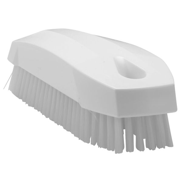 Vikan 64405 Stiff Nail Scrubbing Brush Clean Bathroom Kitchen Upholstery Fabric 13cm x 5cm x 4cm, White