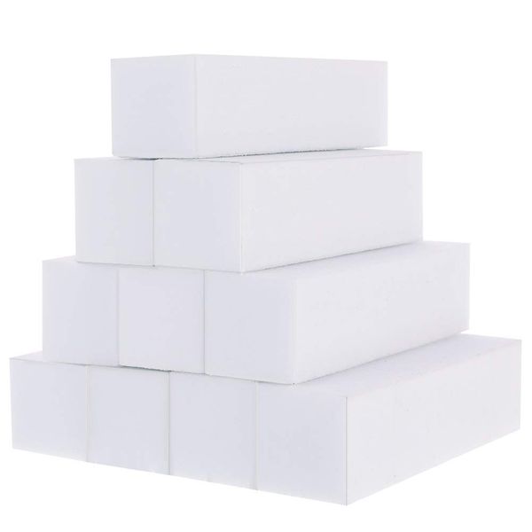 metagio 10 Pcs White Nail Buffer Block, White Buffer Sanding Block Professional Salon Nail Buffer Block, Nail Art Tips Tool Finger Manicure Pedicure Tools for Home and Salon Use (95*25*25MM, White)