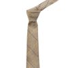 King & Priory Luxury Light Oak Herringbone Check Tie, Tweed Brown