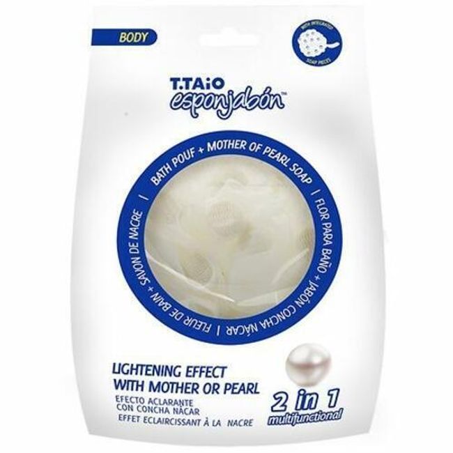 T.Taio Esponjabon Mother of Pearl Shower Bath Pouf Soap Sponge Skin Lightening