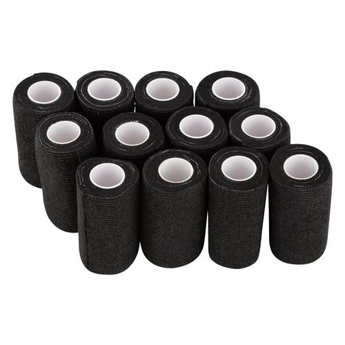 PHYTOP 12 Rolls Self Adhesive Bandage Wrap, Cohesive Bandage 4 inches x 5 Yards, Sports Wrap Tape, Also for Horses & Dogs as Breathable Vet Wrap (Black)