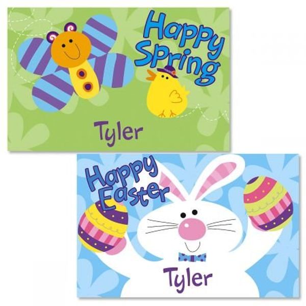 Blue Happy Easter Personalized Kids Placemat - 11" x 17" Boys Reversible Laminated Placemat by Lillian Vernon