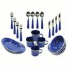 24 Piece Camping Enamel Dinnerware Set Durable Tableware Outdoor Activities New