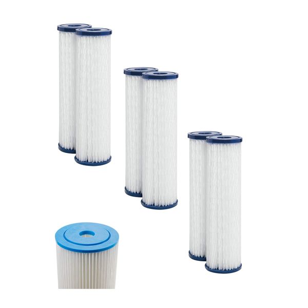 CFS – 6 Pack Pleated Water Filter Cartridges Compatible with Whirlpool WHKF-WHPL & GE FXWPC Models – Removes Bad Taste & Odor – Whole House Replacement Filter Cartridge – 5 Micron – 2.5” x 9.75”