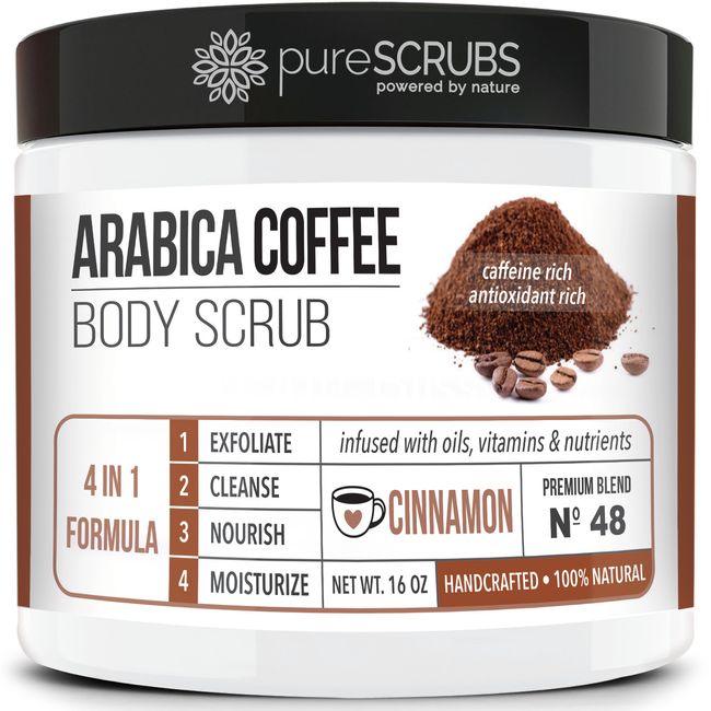 pureSCRUBS Arabica Body Scrub CINNAMON BLEND + FREE Spoon, Loofah & Soap