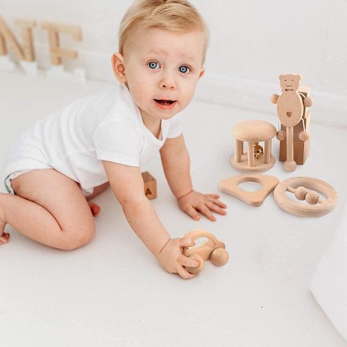 Baby Firstlook Wooden Rattle Wheelbarrow Set of 5 Rattles Baby Toys Cute Sound Wooden Toys Baby Kids Presents Gift Newborn Gift