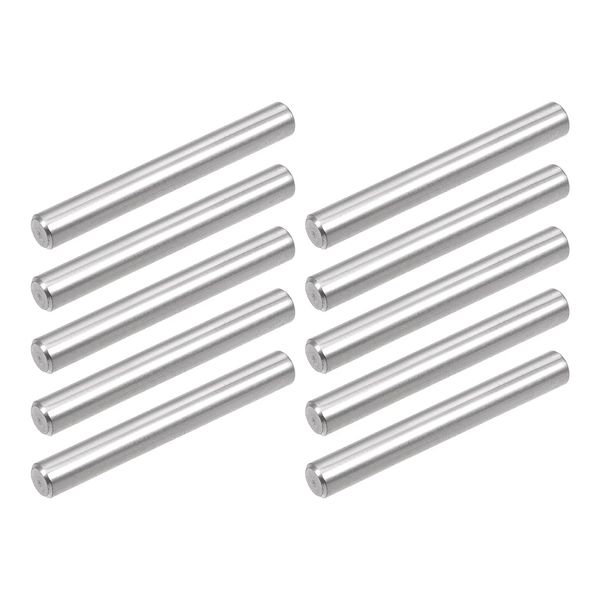 sourcing map 10Pcs 5mm x 40mm Dowel Pin 304 Stainless Steel Pegs Support Shelves Silver Tone