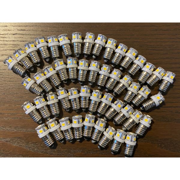 50 New Warm White Screw Base LED Lamp Light Bulbs 6v 6.3v 8v replace #40 #46 E10