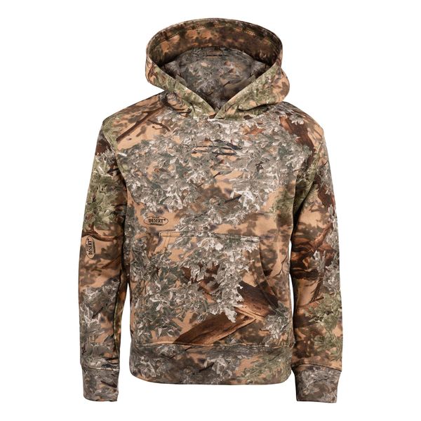 King's Camo KCK215 Kids Classic Hunting Cotton/Poly Blend Camo Pullover Hoodie, Desert Shadow, Medium