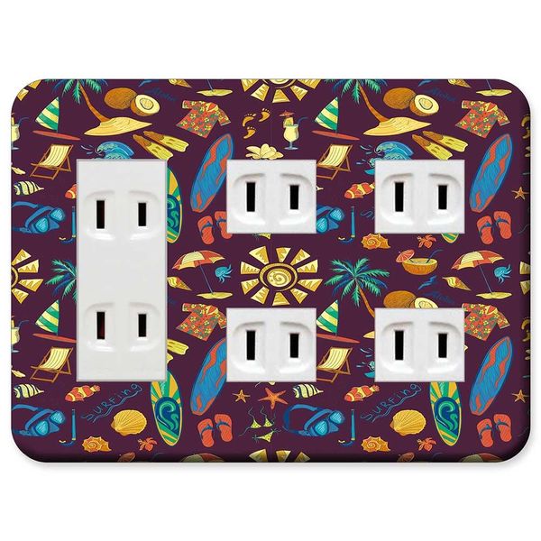 Panasonic WN6087W Outlet Plate [3 Rows 7 Cords 3 + 2 + 2 Covers] Outlet Cover Switch Plate Summer Pattern 40 Design No. 038 Made in Japan