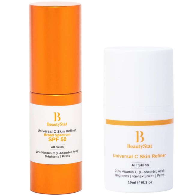 BeautyStat Universal C Skin Refiner Vitamin C Serum + SPF50 Mineral Sunscreen - Travel Kit, 10ml (0.3oz) Each