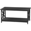 Coffee Table for Living Room Rectangular Center Table with 2 Storage Shelf Black
