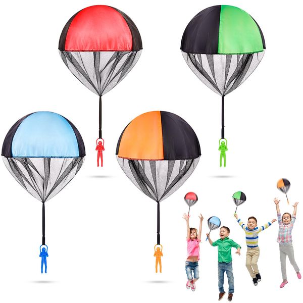 Yeeeasy 4 Pcs Parachute Toys for Kids 1 2 3 4 5 6 7 8 9 Year Old Boys and Girls Gifts Outdoor Flying Toys for Toddler Coolest Gifts for Teen Boy and Men