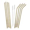 Mind Reader Stainless Steel Reusable Straight Curved Straws Gold, 8 Pack