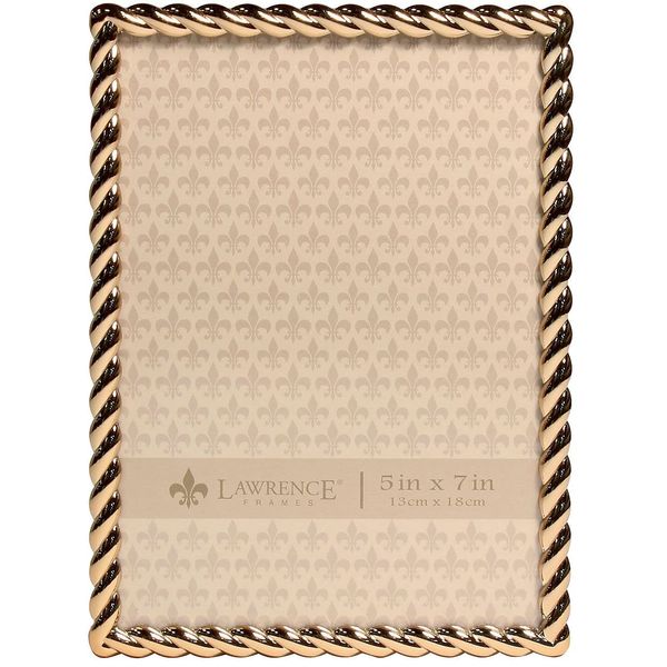 Lawrence Frames Rope Design Metal Frame, 5x7, Gold