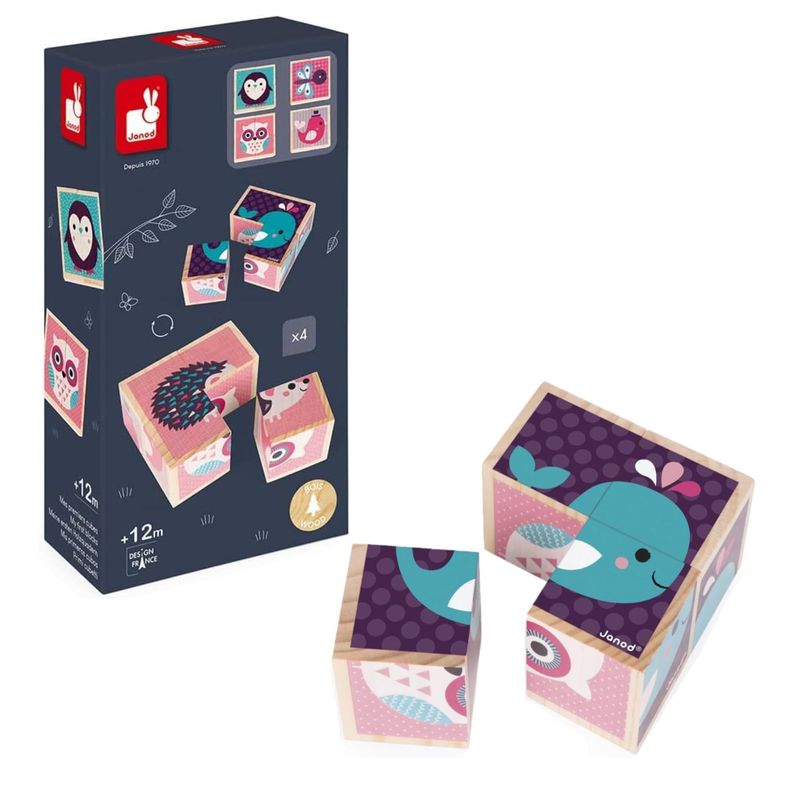 Janod - My First Blocks, Baby Animals - Children's Wooden Puzzle ...