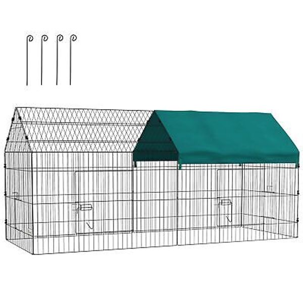 87" L Metal Chicken Playpen, Small Animal Cage, Pet Playpen Yard Fence for Ra...