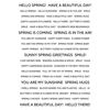 Creative Expressions Wordies-Hello Spring-Sentiment Sheets, Black and White, A6