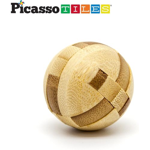 PicassoTiles 8 Styles Interlocking Sensory Toys Wooden Burr Cube, Ball and Barrels Logic Skill Genius Puzzle Brain Teaser Games & Intellectual 3D Assembling Educational Toy Set for Kids & Adults PTP08