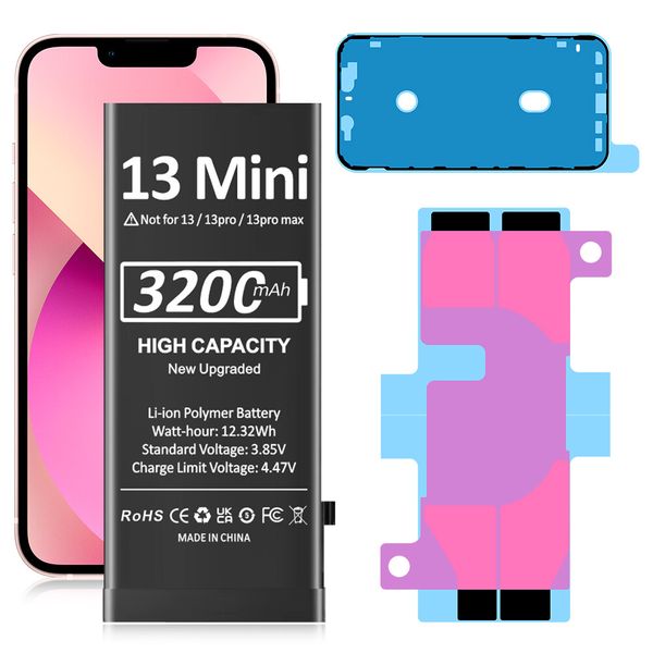 3200mAh High-Capacity Replacement Battery for iPhone 13 MINI + Adhesive Tape