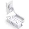 Flat Plug Power Strip,  5 Ft Ultra Flat Extension Cord with 6 Outlets Extender