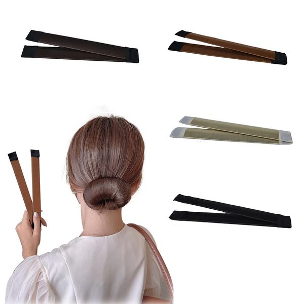 Coollooda Hair Bun Maker, 4-Piece Set, Hair Ornament, Hair Arrangement, Hair Maker, Tying Hair, Hair Accessories, Girls, Easy to Use (4 Colors)