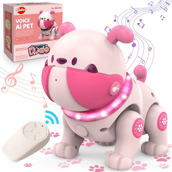 Robot Pet Dog Toy for Toddlers Baby - Remote Control Robot Toy Puppy with LED, Gag Dog Toy Voice Rocording & Changing, Farting Touch Reaction, Dancing and Walking RC Robot for Kids Girls Boys