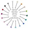 The Goldmine - 925 Sterling Silver Nose Bone Stud with Tiny 1.5mm Claw-Set CZ