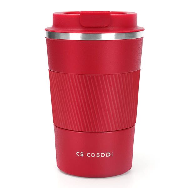 CS COSDDI Thermobecher- Isolierbecher, Edelstahl Travel Mug, 13oz/380ml Vakuum auslaufsicher Reisebecher mit Deckel, Autobecher, doppelwandig isoliert für Kaffee, Wasser und Tee, Kaffee-to-go Becher