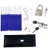 2pcs Transparent Locks with 15pcs Pick Hook,1pcs Lock Pick Gun Open Tool, Locksmith Beginner Lock Pick Training Kit (Blue)