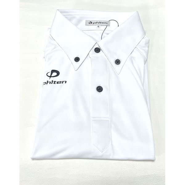 Phiten Polo Shirt (OZ) Button Down 2 (Long Sleeve Type) White 3L