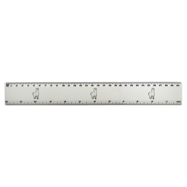 'Alpaca' 30cm (12 Inch) White Plastic Ruler (RL00001230)