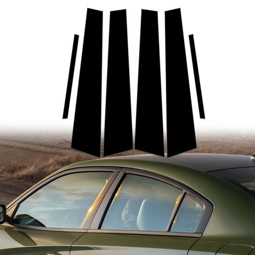 AMSPRAC Door Pillar Covers fit for Dodge Charger 2011-2021,Exterior Molding Anti-Scratch Trim, 6PCS Window Outer Pillar Panel Set,Glossy Black