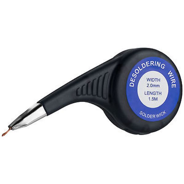 Desoldering Soldering Copper Wick Wire Braid 2.0mm (.08") 5' w/Wheel Dispenser