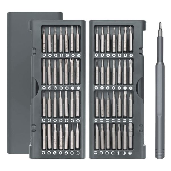 Stickerboy 56 in 1 Precision Screwdriver Set Magnetic Aluminum Handle S2 Tool Steel Driver Bit Set Repair Kit with Iron Case for iPad iPhone Laptops PC Smartphones Watches and Glasses
