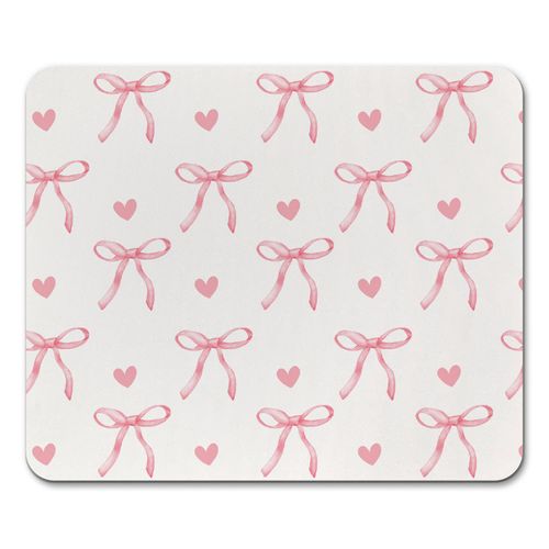 FLVGE Trendy Pink Bow Coquette Mouse Pad, Office Supplies Mouse Pad, Pink Desk Accessories, Gamer Girl Accessories, Cute Square Mouse Pad Gifts for Girls Women