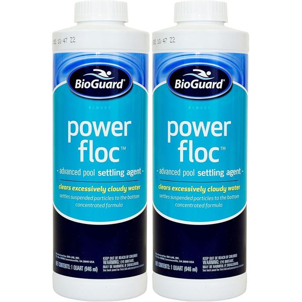 BioGuard PowerFloc 32 oz Clears Cloudy Water Fast, Pool Water Enhancer (2 Pack)