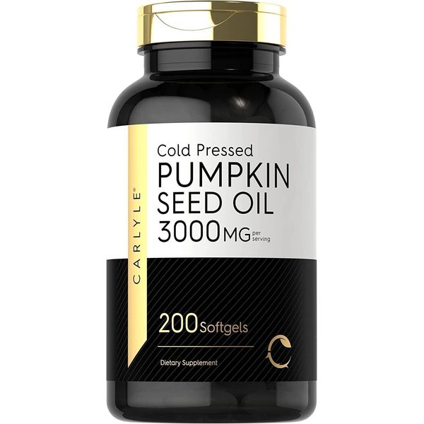 Pumpkin Seed Oil 3000 Mg Prostate Urinary Cardiovascular Support, 200 Softgels