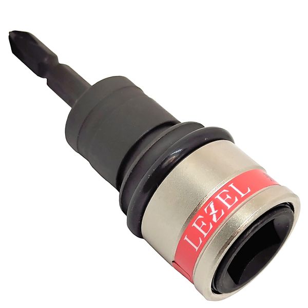 LEZEL Easy Bit Conversion Adapter, Insertion Angle, 0.5 inch (12.7 mm), Conversion 0.25 inch (6.35 mm), No Pin Required, One-touch Attachment, Instant Installation, Impact Wrench, Socket Adapter, Can Be Instantly Installed with Commercially Available Bits