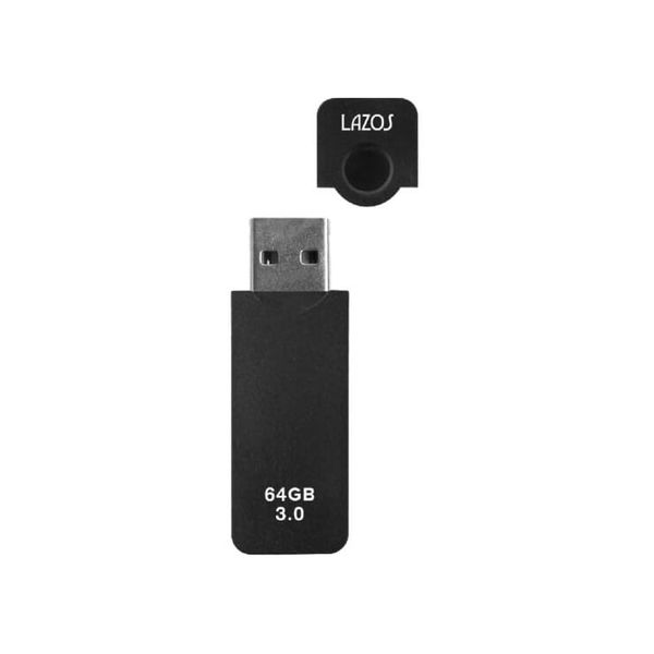LAZOS 64GB Cap USB Flash Memory (Black)