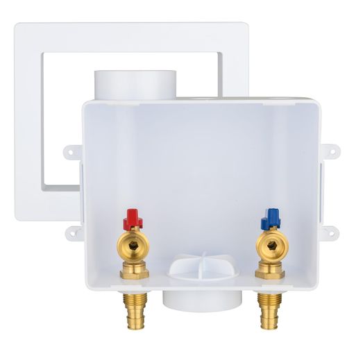 GUOFIS Washing Machine Outlet Box,1/2 Inch PEX Crimp F1807 Inlet x 3/4 Inch MHT Outlet Connection Laundry Outlet Boxes,Washer Plumbing PEX Fittings Box with Center Drain