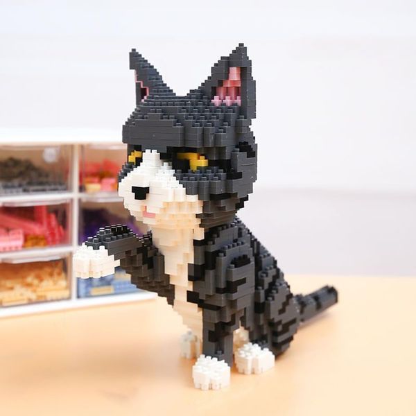 Mini Building Blocks Cat Pet Building Toy Sets, DIY Animal Micro Blocks Adult Building Set Micro 3D Building Toy Bricks Cats Construction Toy Gift for Teens 1300PCS