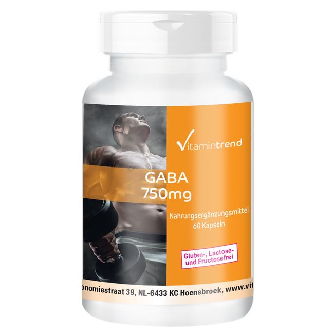 GABA 750mg - 60 Kapseln - Gamma-Aminobutansäure - hochdosiert - vegan - bioverfügbare Supplements aus Deutschland | Vitamintrend®