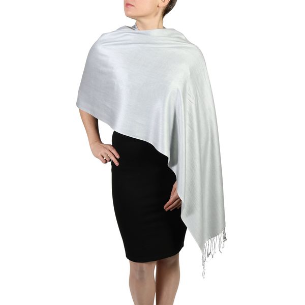 Pashmina Shawls and Wraps for Women - Ideal for Summer Weddings and Special Events - Silver