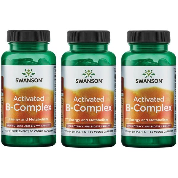 Swanson Activated B-Complex - High Potency and Bioavailability (60 Veggie Capsules) (3 Pack)