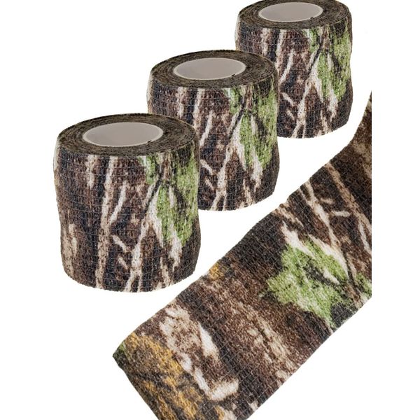 Outdoor Saxx® Camouflage Camouflage Tape Real Tree Forest Fabric Tape Waterproof Multi-Purpose Camera Equipment Hunters Fishing Photographers 4.5 m Set of 3