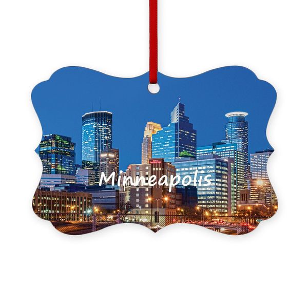 CafePress Minneapolis Scroll Holiday Ornament 4" x 2.75"