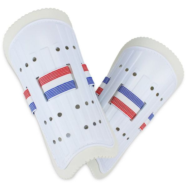 K-Roo Sports Youth Plastic Shin Guards with Soft Foam and Adjustable Straps, White