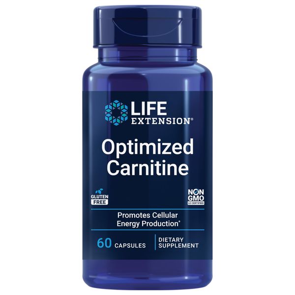 Life Extension Optimized Carnitine – L-Carnitine Supplement - Supports Heart, Brain Health& Exercise Recovery – Gluten-Free – Non-GMO – 60 Capsules